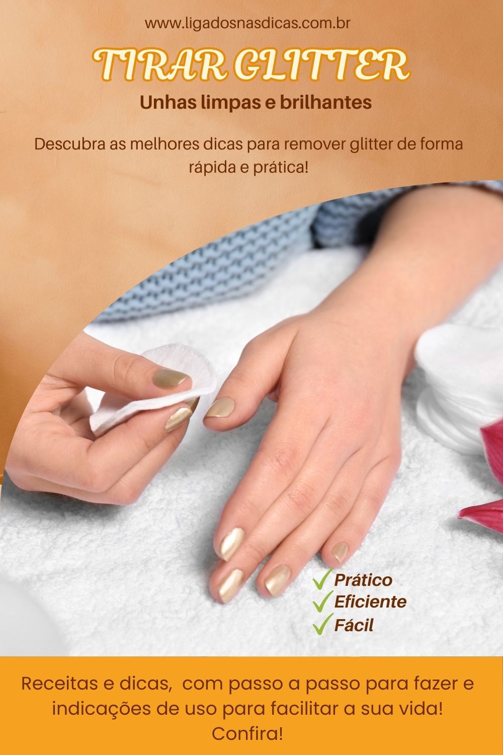 como tirar glitter da unha